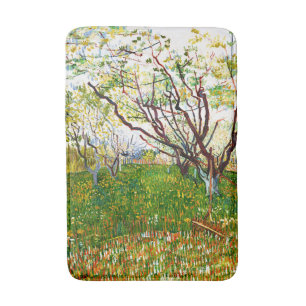 The Flowering Orchard (1888) by Vincent Van Gogh Bath Mat