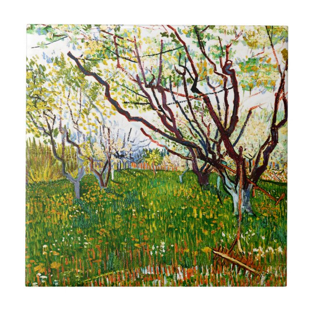 The Flowering Orchard (1888) by Vincent Van Gogh Ceramic Tile (Front)