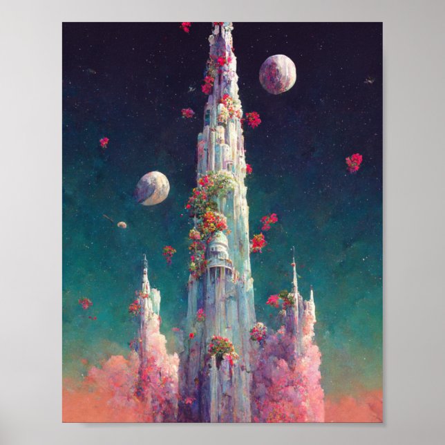 The Flowering Tower Fantasy Art Poster (Front)