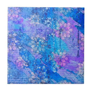 The Flowers Grow in Sapphire Pond Ceramic Tile