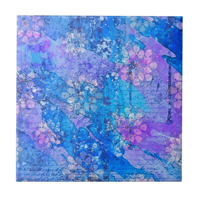 The Flowers Grow in Sapphire Pond Ceramic Tile (Front)