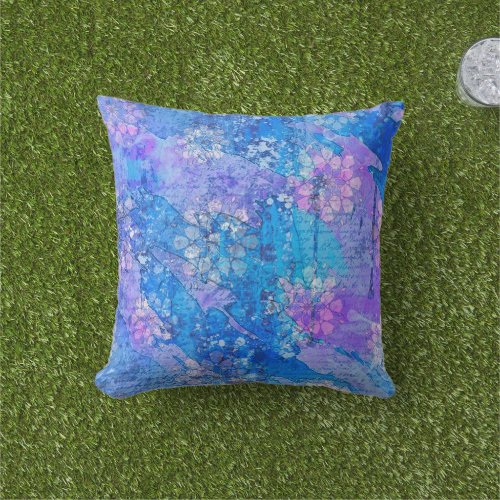 The Flowers Grow in Sapphire Pond Outdoor Pillow