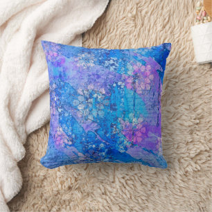 The Flowers Grow in Sapphire Pond Throw Pillow