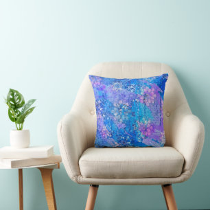 The Flowers Grow in Sapphire Pond Throw Pillow