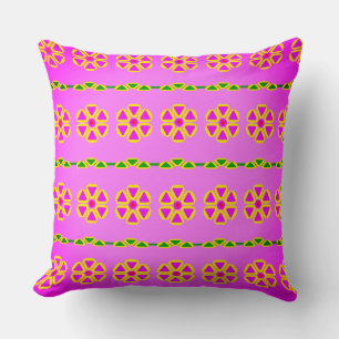 The Flowers of Purple and Green Triangle Throw Pillow