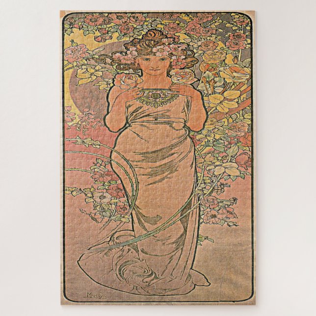 The Flowers - Rose: Art Nouveau by Mucha Edition 1 Jigsaw Puzzle (Vertical)