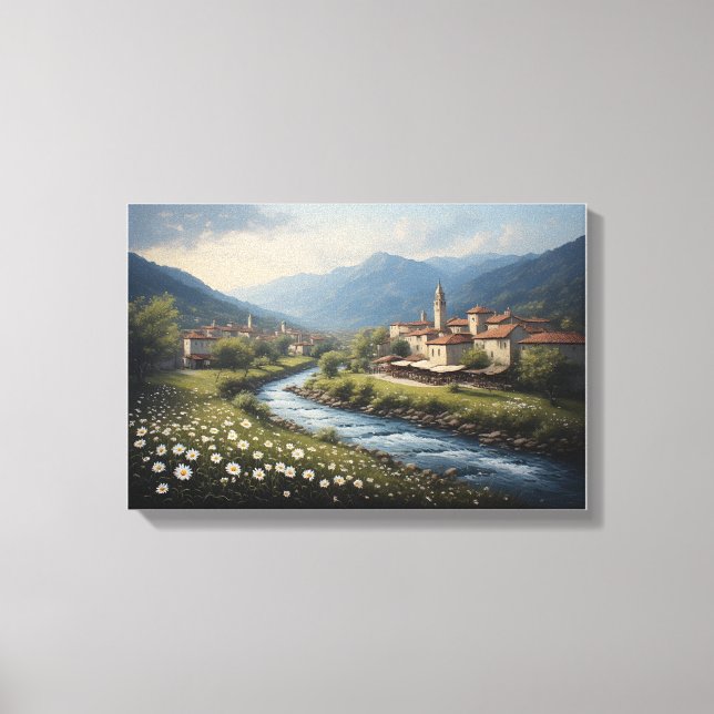 The Flowing Stream of the Alpine Village Canvas Print (Front)