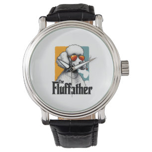 The Fluffather Poodle Vintage Funny Dog Mafia Vect Watch