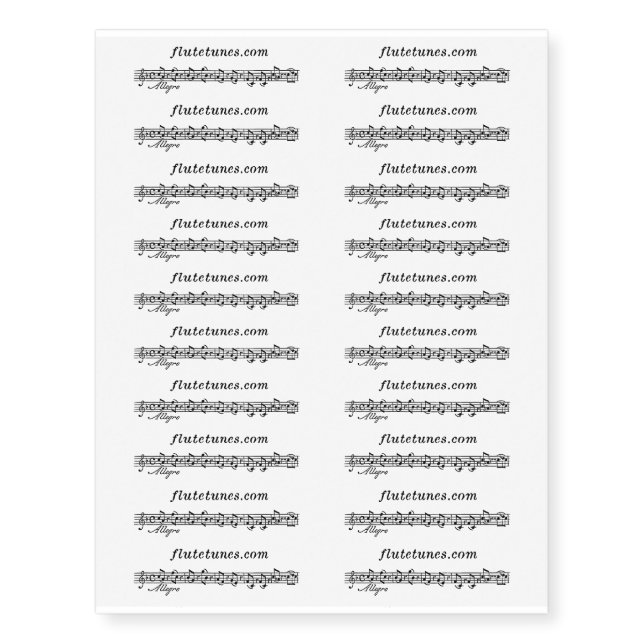 The flutetunes.com Logo Temporary Tattoos (Front)