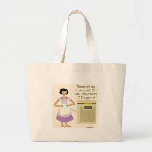 The Flyer Design Goddess Housewife Cartoon Large Tote Bag