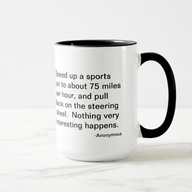 The flyer's riddle, sports car or airplane? mug (Right)