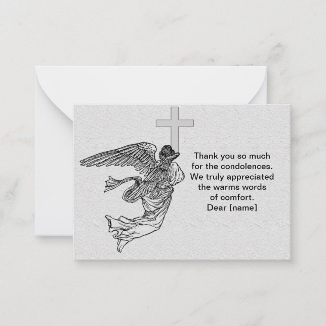 The Flying Angel After Funeral Thank You Cards (Front)