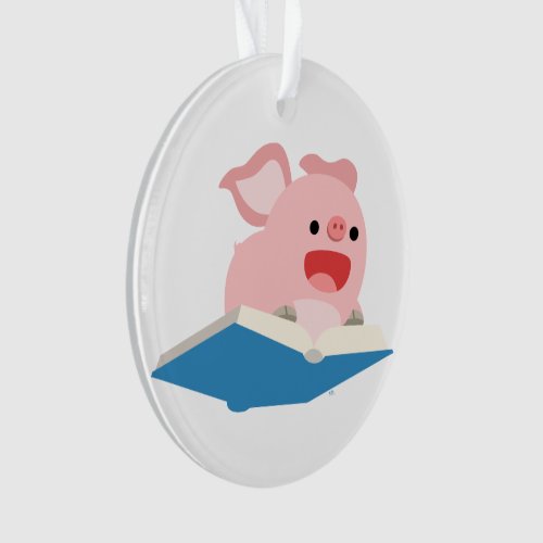 The Flying Book and Cartoon Pig Acrylic Ornament