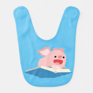 The Flying Book and Cartoon Pig Baby Bib