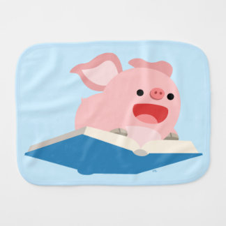 The Flying Book and Cartoon Pig Burp Cloth