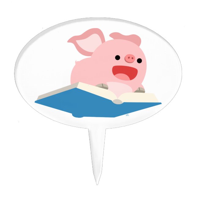 The Flying Book and Cartoon Pig Cake Pick (Front)