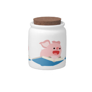 The Flying Book and Cartoon Pig Candy Jar