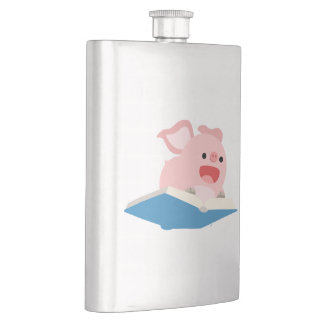 The Flying Book and Cartoon Pig Classic Flask