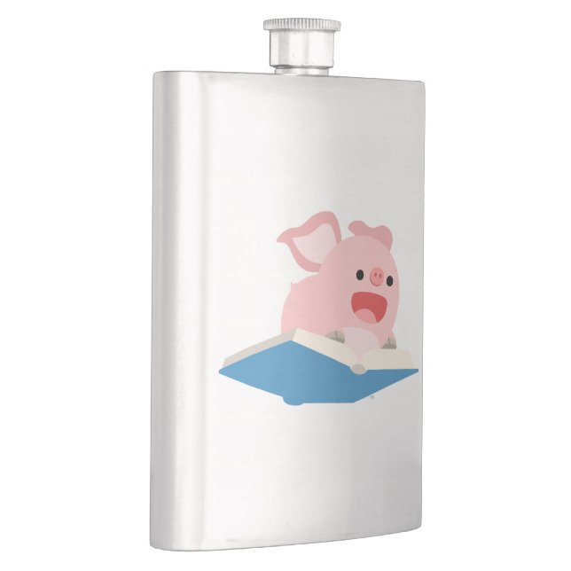 The Flying Book and Cartoon Pig Classic Flask (Right)