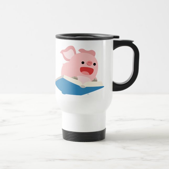 The Flying Book and Cartoon Pig Commuter Mug (Right)