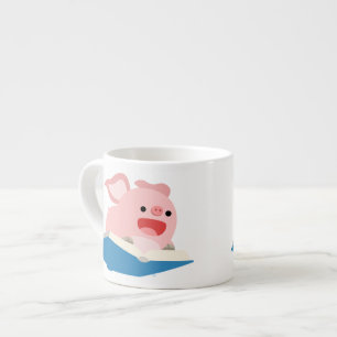 The Flying Book and Cartoon Pig Espresso Mug