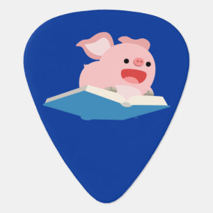 The Flying Book and Cartoon Pig Guitar Pick