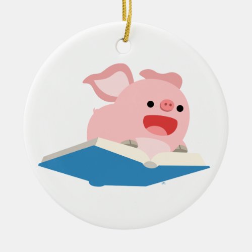The Flying Book and Cartoon Pig Ornament