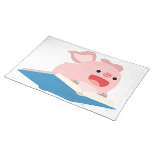 The Flying Book and Cartoon Pig Placemat