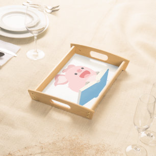 The Flying Book and Cartoon Pig Serving Tray
