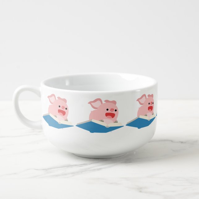 The Flying Book and Cartoon Pig Soup Mug (Right)