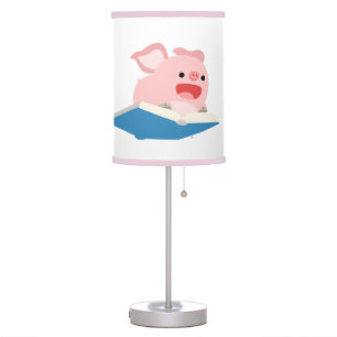 The Flying Book and Cartoon Pig Table Lamp