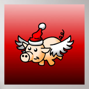 The Flying Christmas Pig Poster