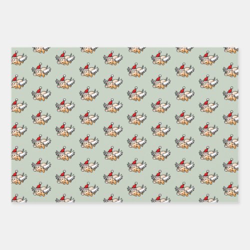 The Flying Christmas Pig Wrapping Paper Sheets