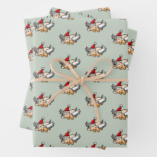 The Flying Christmas Pig Wrapping Paper Sheets