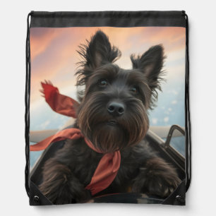 The Flying Scottish Terrier Dog Drawstring Bag