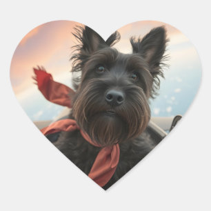 The Flying Scottish Terrier Dog Heart Sticker