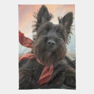 The Flying Scottish Terrier Dog Kitchen Towel