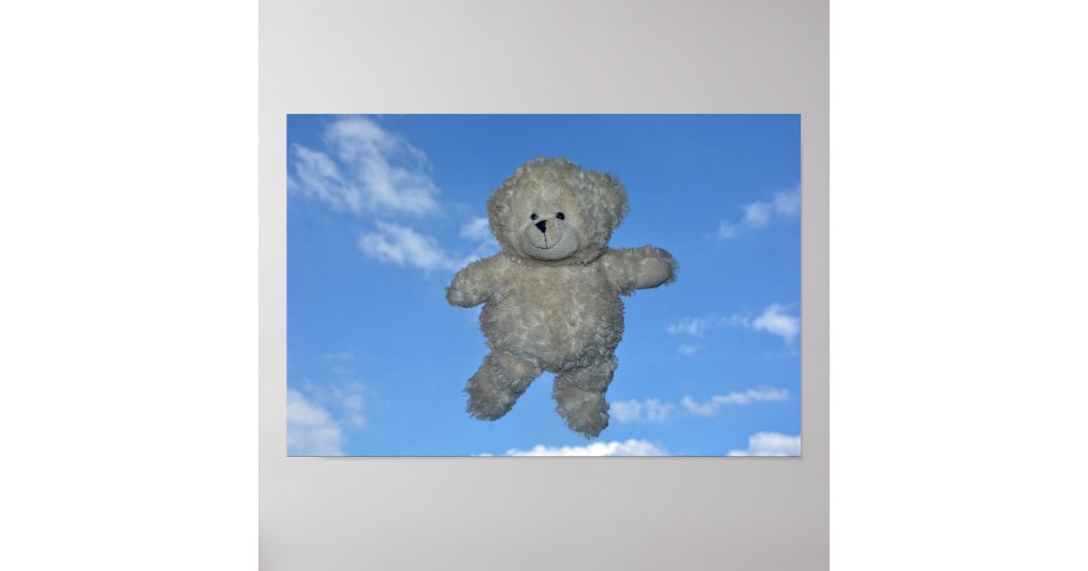 The flying teddy bear poster Zazzle