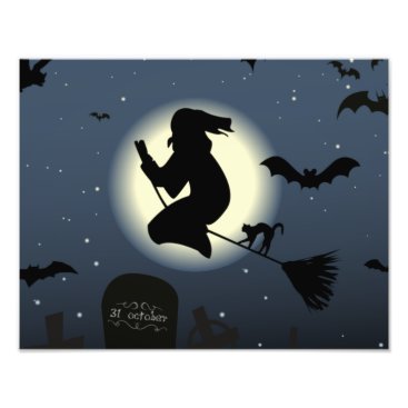 the flying witch halloween scene photo print