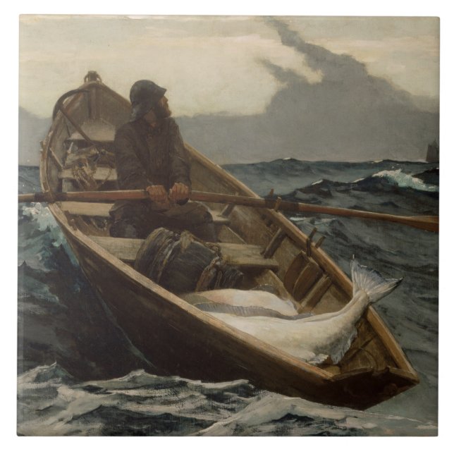 The Fog Warning (by Winslow Homer) Ceramic Tile (Front)
