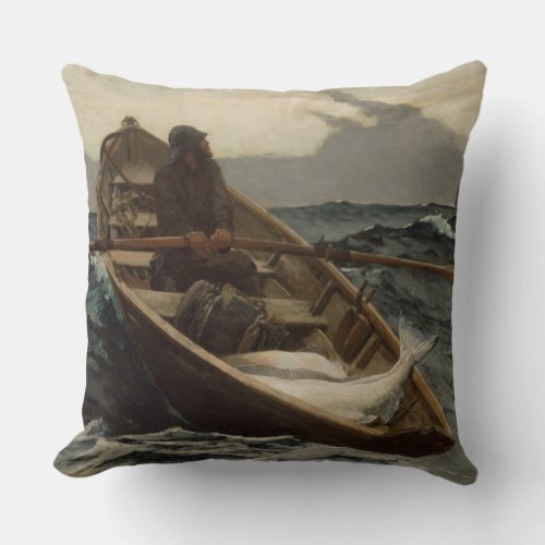 The Fog Warning by Winslow Homer Throw Pillow