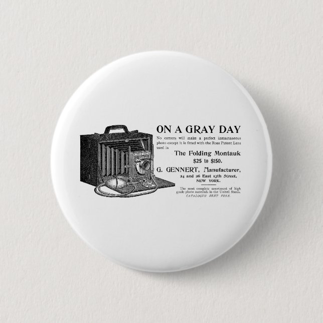 The Folding Montauk Camera Pinback Button (Front)
