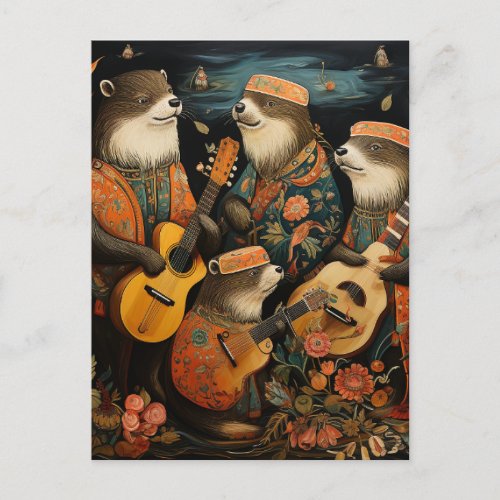 The Folk Art Otter Band Postcard