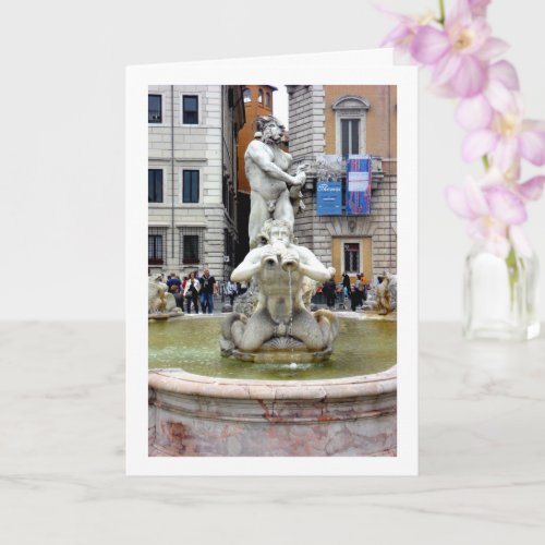 The Fontana del Moro Portrait Rome Italy Card