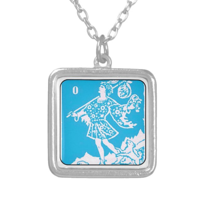The Fool - 1960s Vending Machine Tarot Silver Plated Necklace (Front)