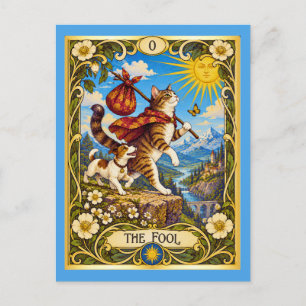 The Fool Cat Tarot - A Journey Begins Postcard