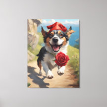 The fool from the tarot card, in the form of a dog