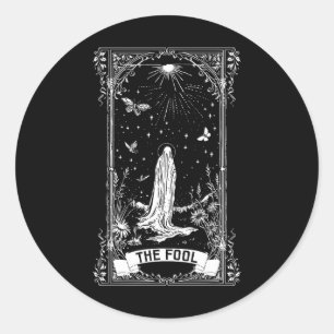 The Fool Ghost Cottagecore Tarot Card Major Arcana Classic Round Sticker