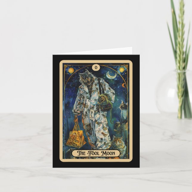 The Fool Moon Werewolf (the Fool) Halloween Tarot  Card (Front)