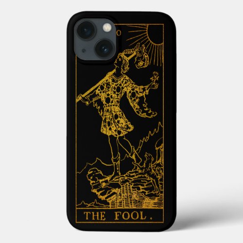 The Fool Tarot Card  Gold And Black  iPhone 13 Case